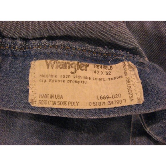 Wrangler Vintage CUTOFF JEAN SHORTS Cut Off W 40 MEASURED Blue Denim - Picture 6 of 8